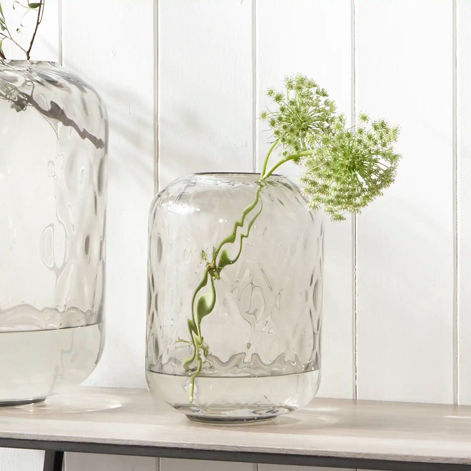 Small Clear Glass Diamond Pattern Barrel Vase – Click Style