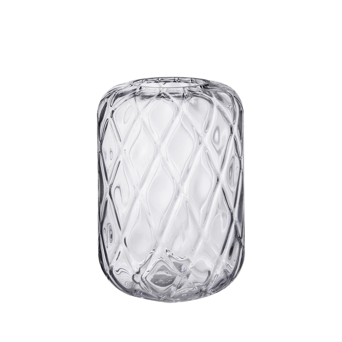 Small Clear Glass Diamond Pattern Barrel Vase – Click Style