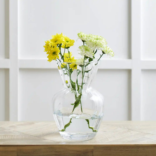 Small Clear Glass Ribbed Fluted Waisted Vase – Click Style