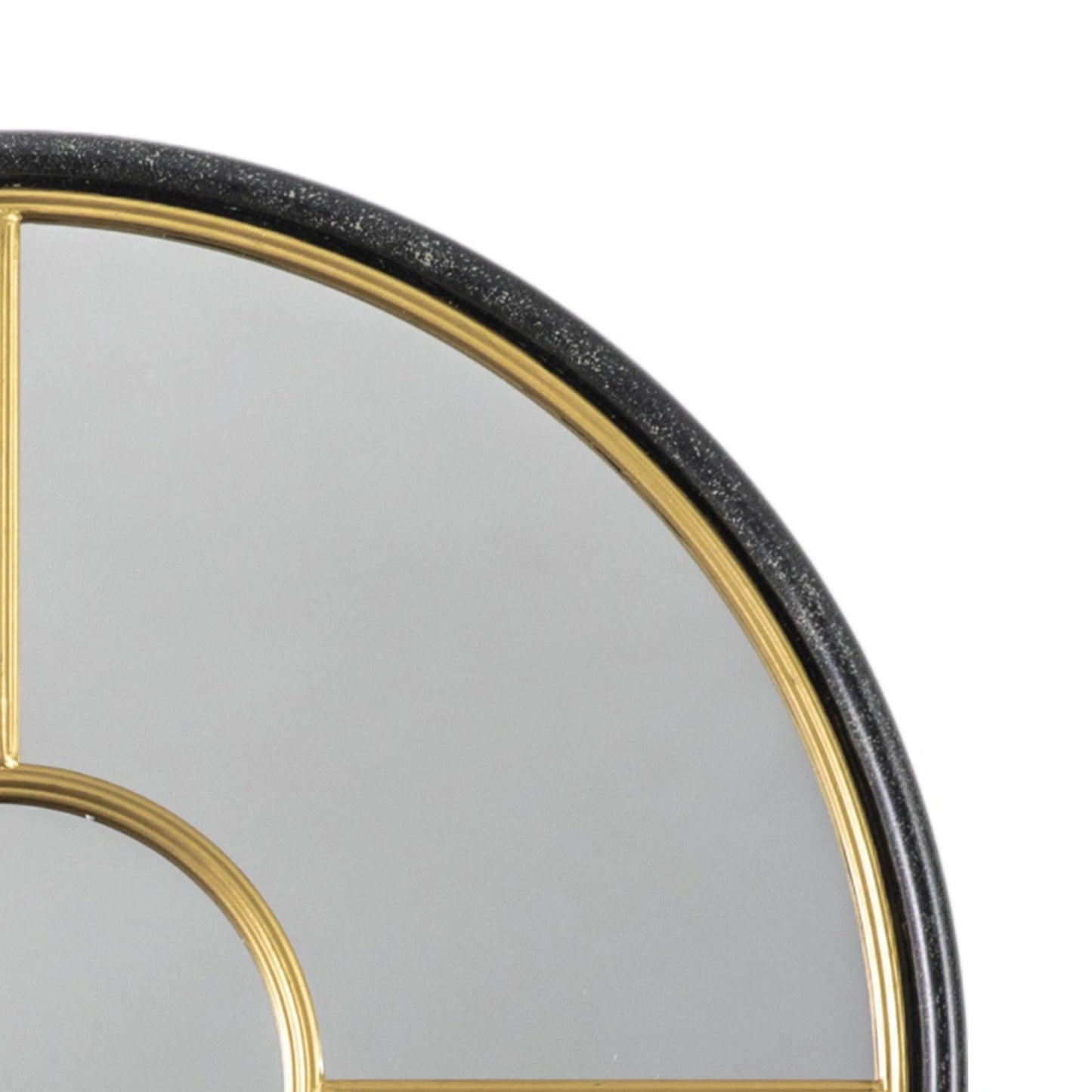 Small Round Black & Gold Window Wall Mirror 60x3cm – Click Style