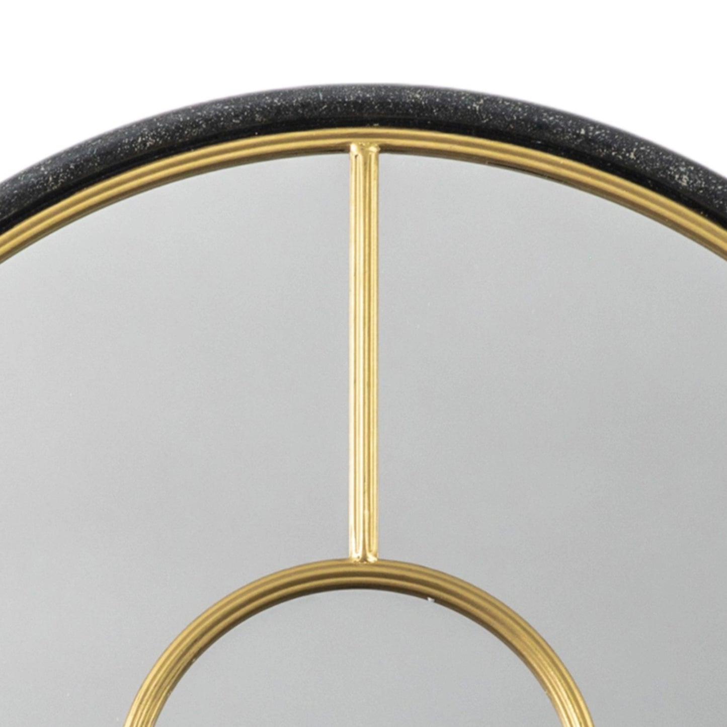 Small Round Black & Gold Window Wall Mirror 60x3cm – Click Style