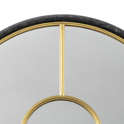 Small Round Black & Gold Window Wall Mirror 60x3cm – Click Style