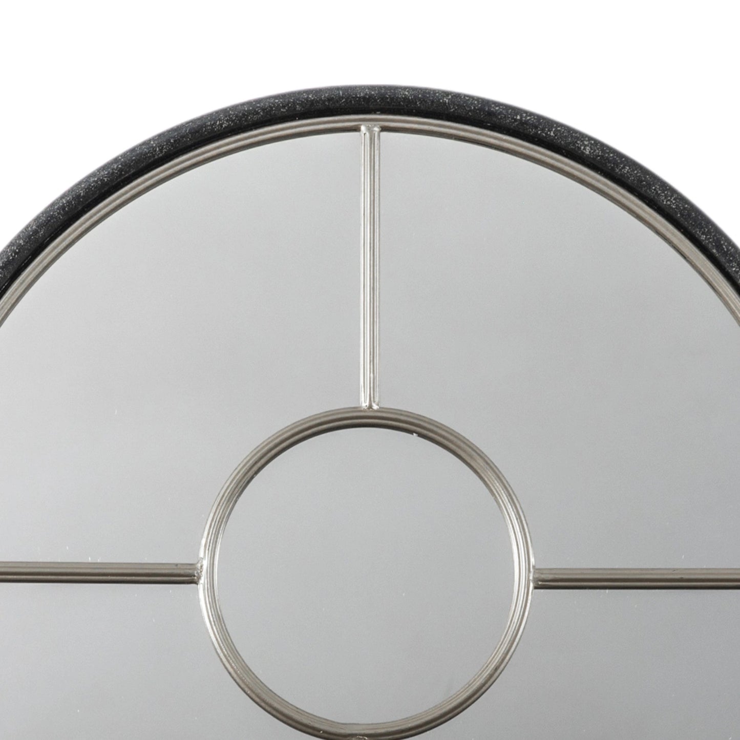 Small Round Black & Silver Window Wall Mirror 60x3cm – Click Style