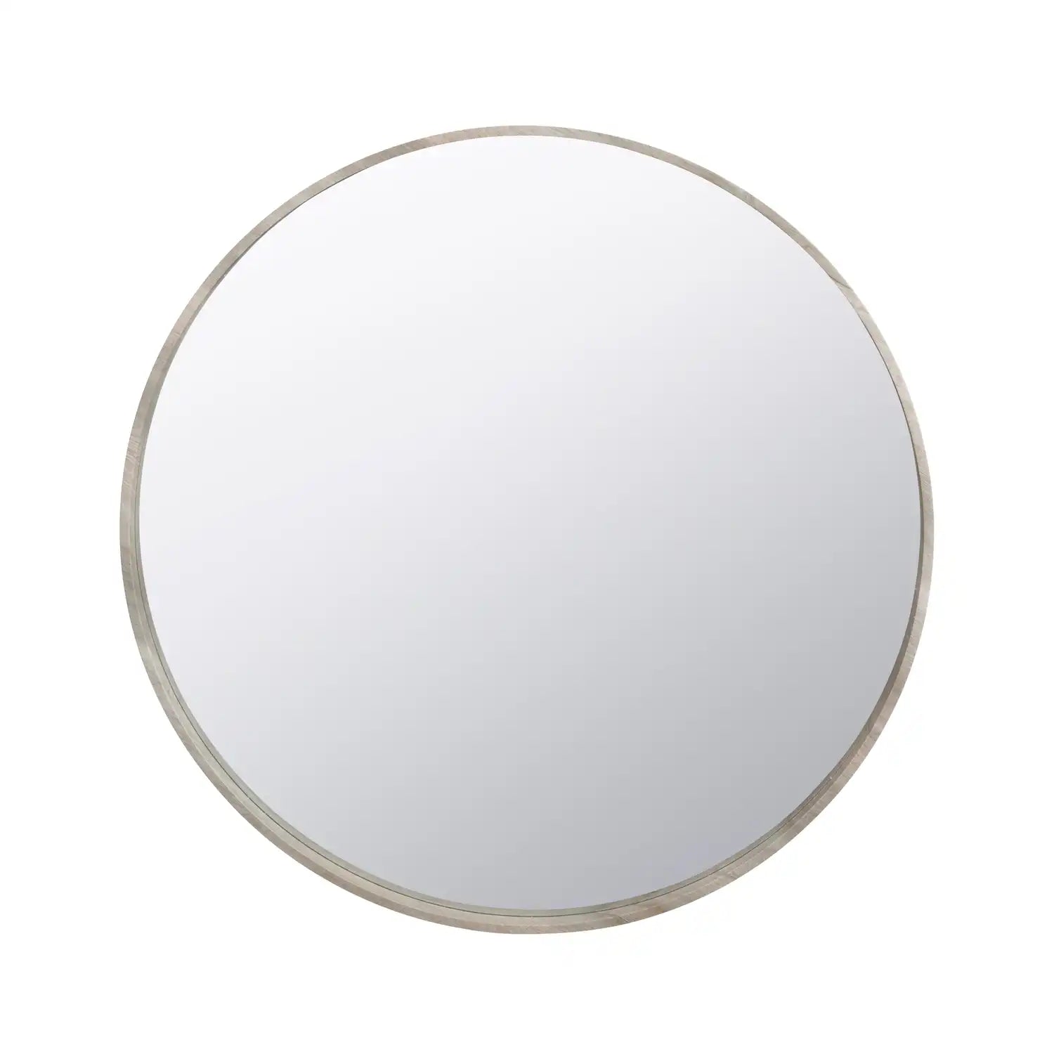 Small Round Light Grey Wood Thin Deep Framed Wall Mirror 56x56x5cm – Click Style