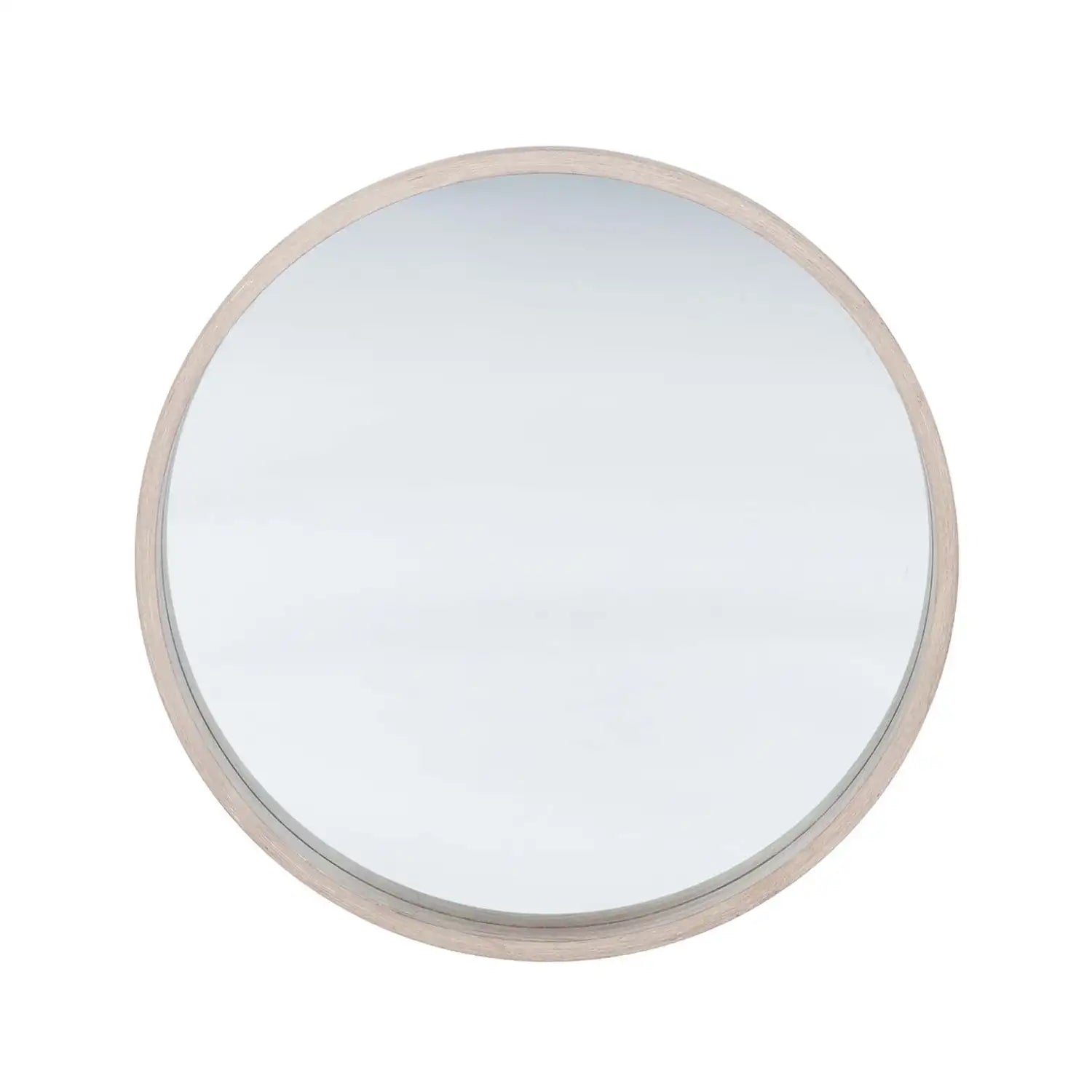 Small Round Light Wood Thin Deep Framed Wall Mirror 56x56x5cm – Click Style