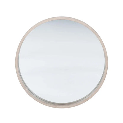 Small Round Light Wood Thin Deep Framed Wall Mirror 56x56x5cm – Click Style