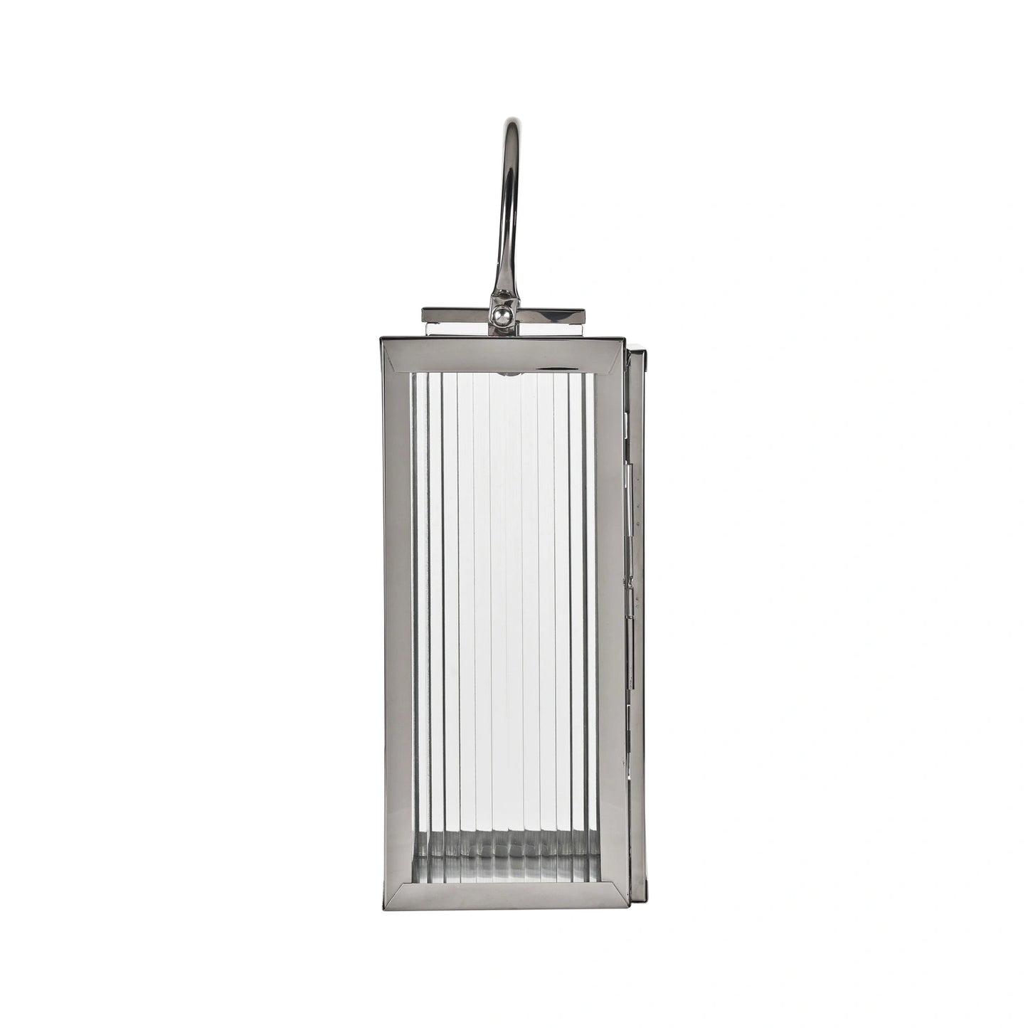 Small Silver Metal & Ribbed Glass Lantern 43x19x17cm – Click Style