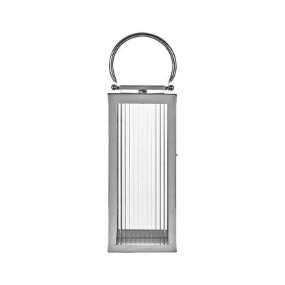 Small Silver Metal & Ribbed Glass Lantern 43x19x17cm – Click Style