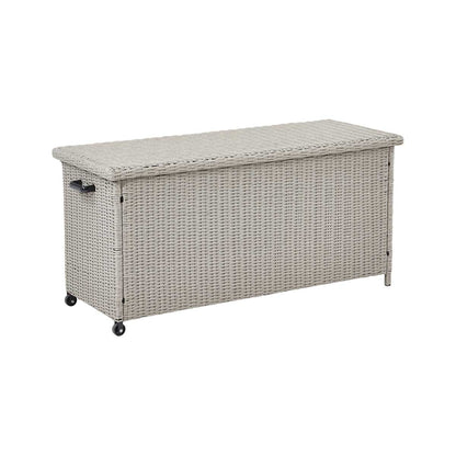 Small Stone Grey Rattan Effect Garden Cushion Storage Box – Click Style