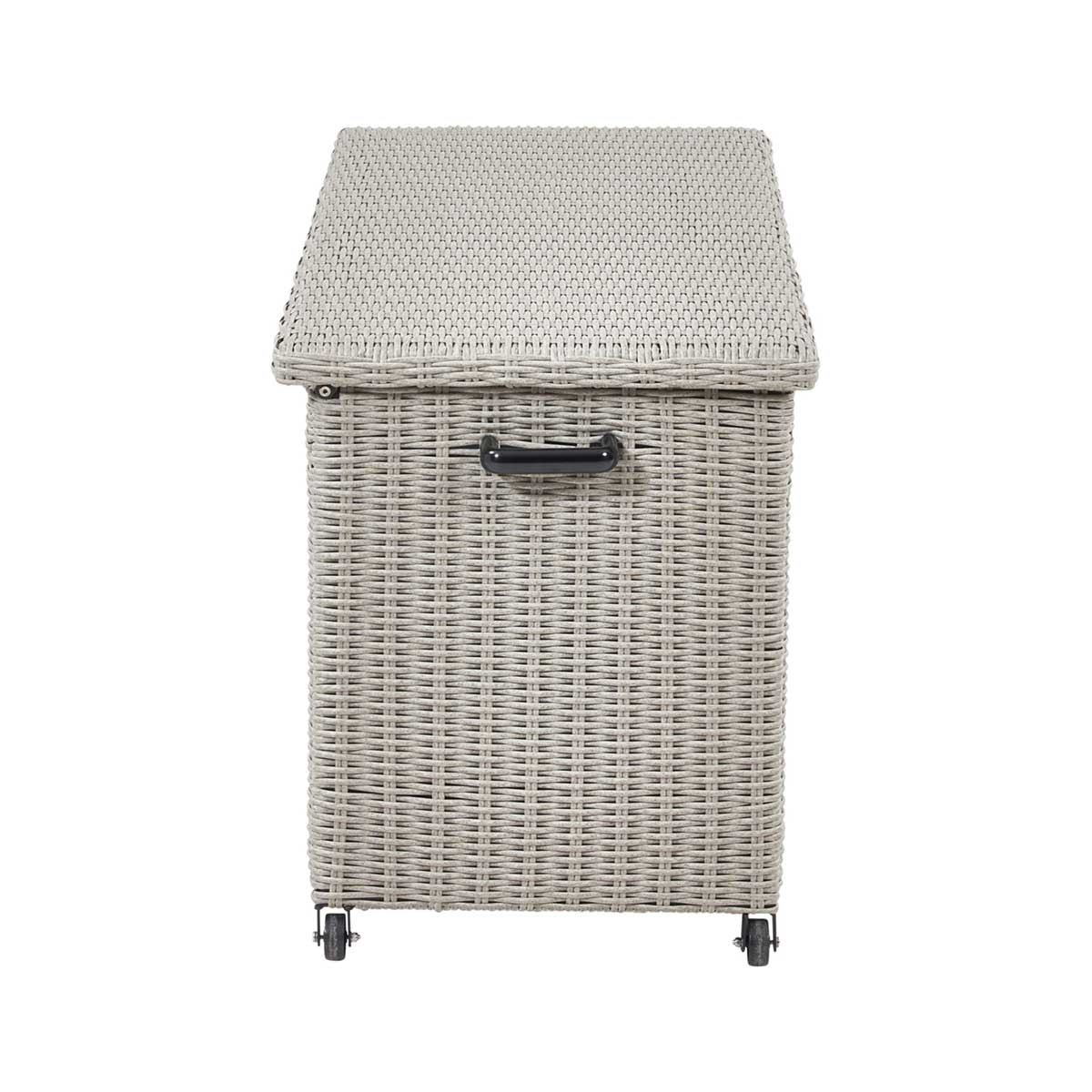 Small Stone Grey Rattan Effect Garden Cushion Storage Box – Click Style