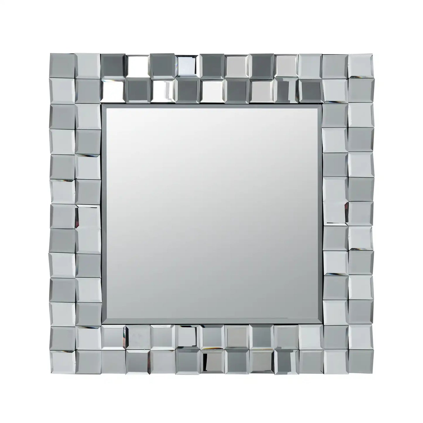 Square Mirrored Glass Tile Framed Wall Mirror 65x65x4cm – Click Style