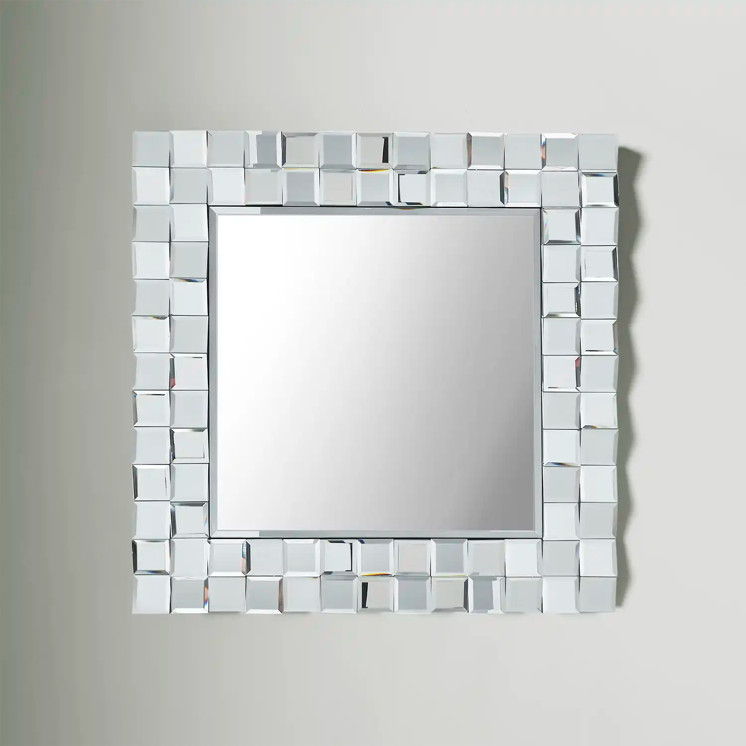 Square Mirrored Glass Tile Framed Wall Mirror 65x65x4cm – Click Style