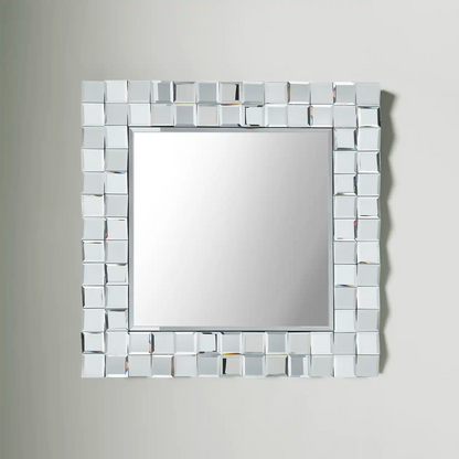 Square Mirrored Glass Tile Framed Wall Mirror 65x65x4cm – Click Style