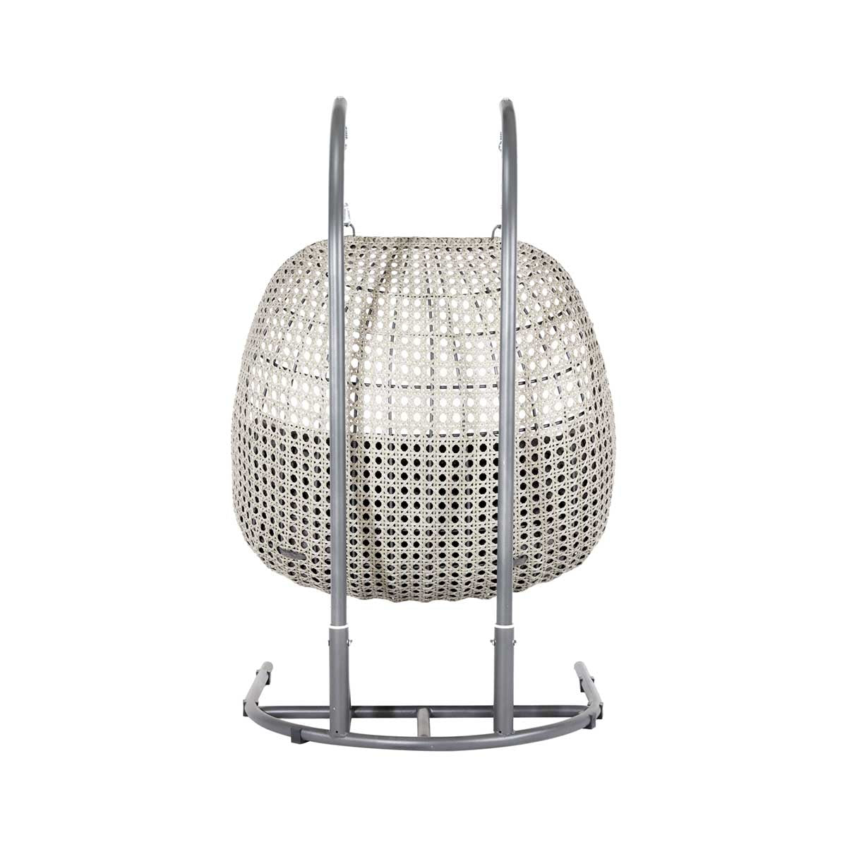 Stone Grey Rattan Effect 2 Seater Garden Hanging Egg Chair – Click Style