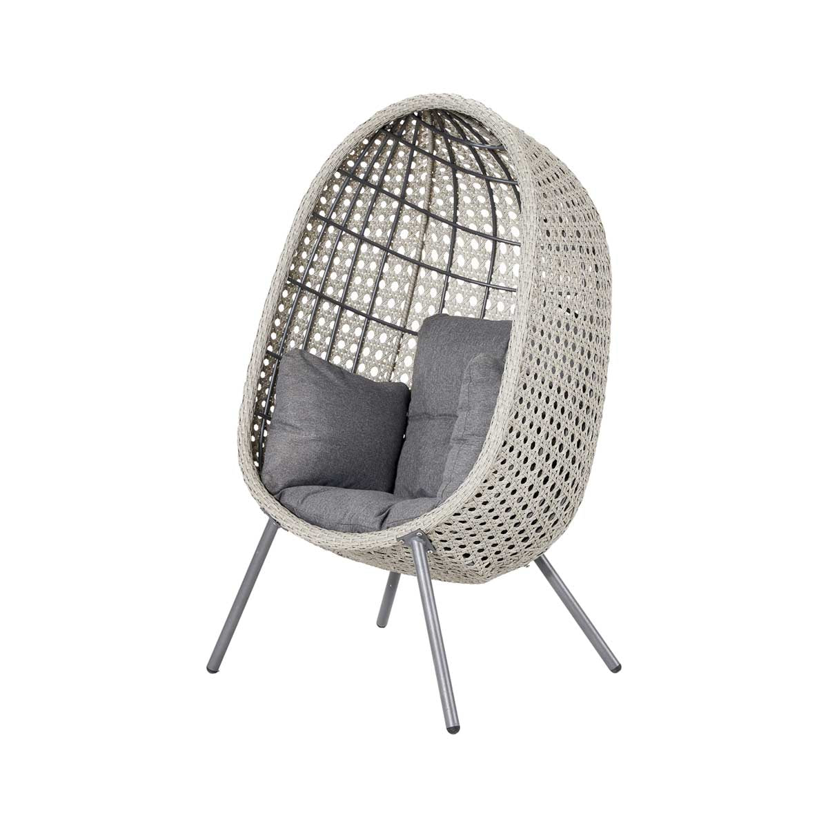 Stone Grey Rattan Effect Garden Egg Chair – Click Style