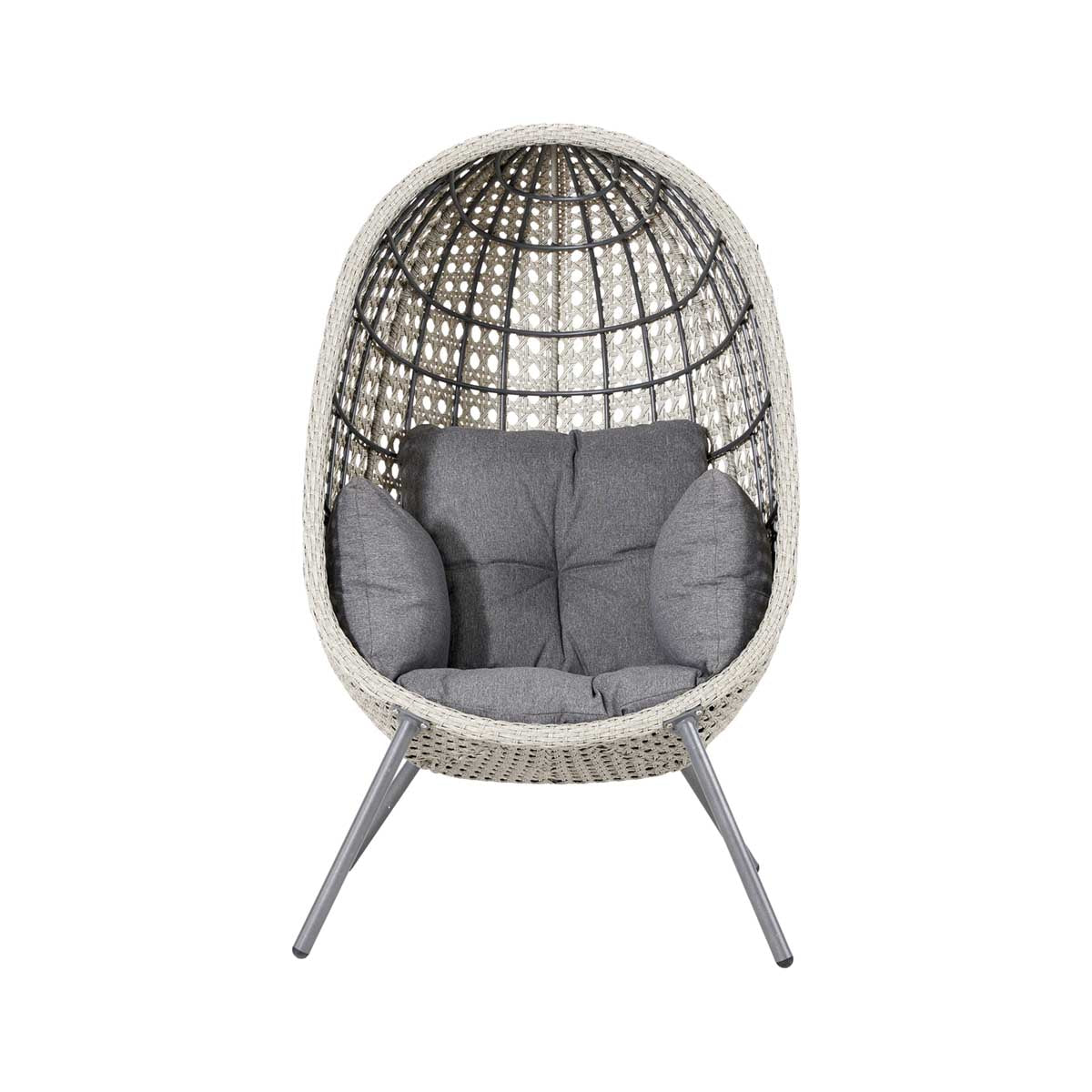 Stone Grey Rattan Effect Garden Egg Chair – Click Style