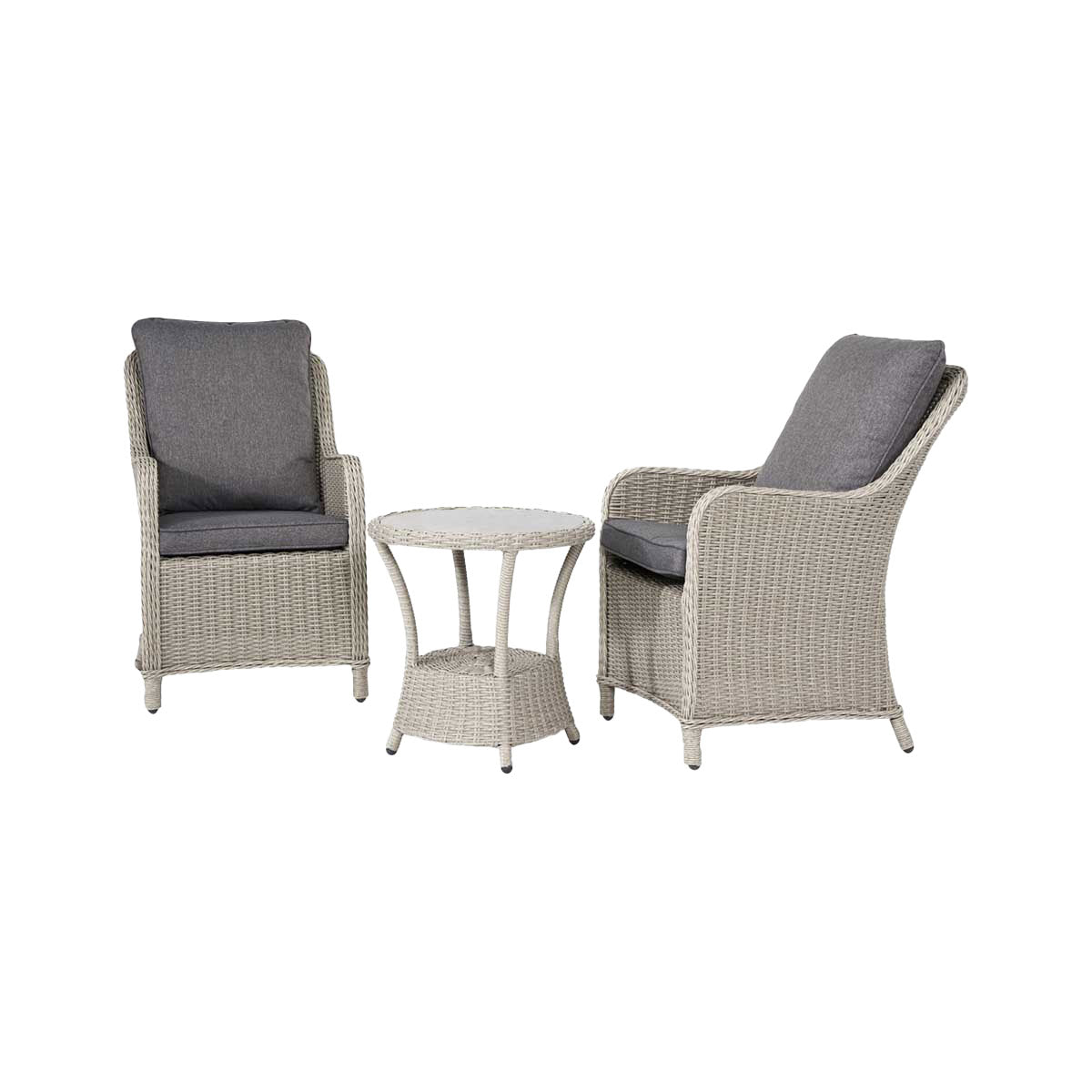 Sumatra Grey Rattan Effect Bistro Set with Ceramic Top Table – Click Style