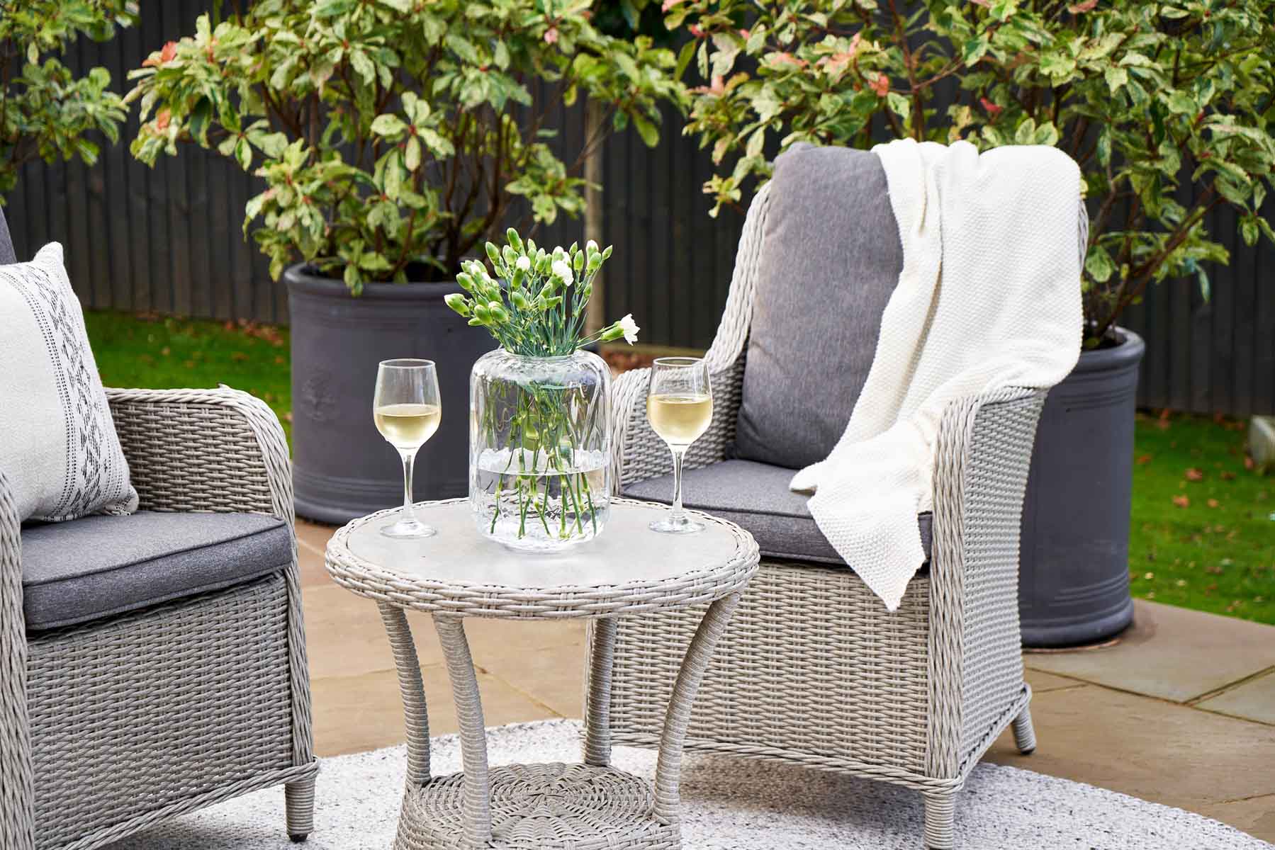 Sumatra Grey Rattan Effect Bistro Set with Ceramic Top Table – Click Style