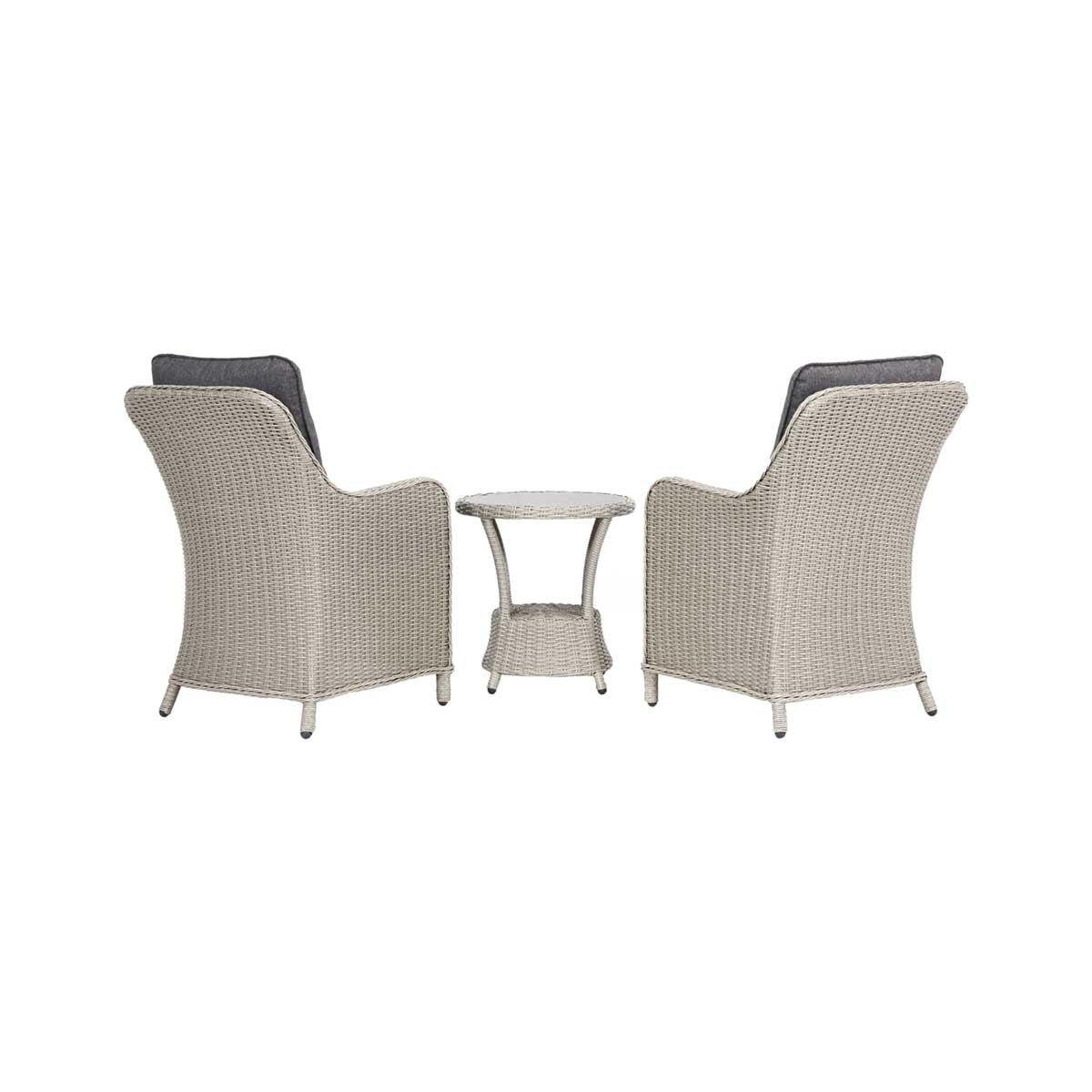 Sumatra Grey Rattan Effect Bistro Set with Ceramic Top Table – Click Style