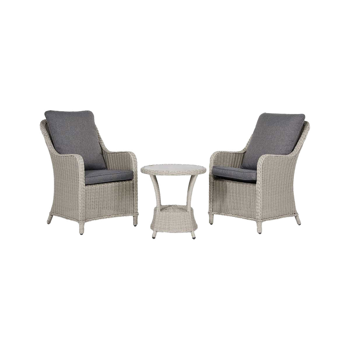 Sumatra Grey Rattan Effect Bistro Set with Ceramic Top Table – Click Style