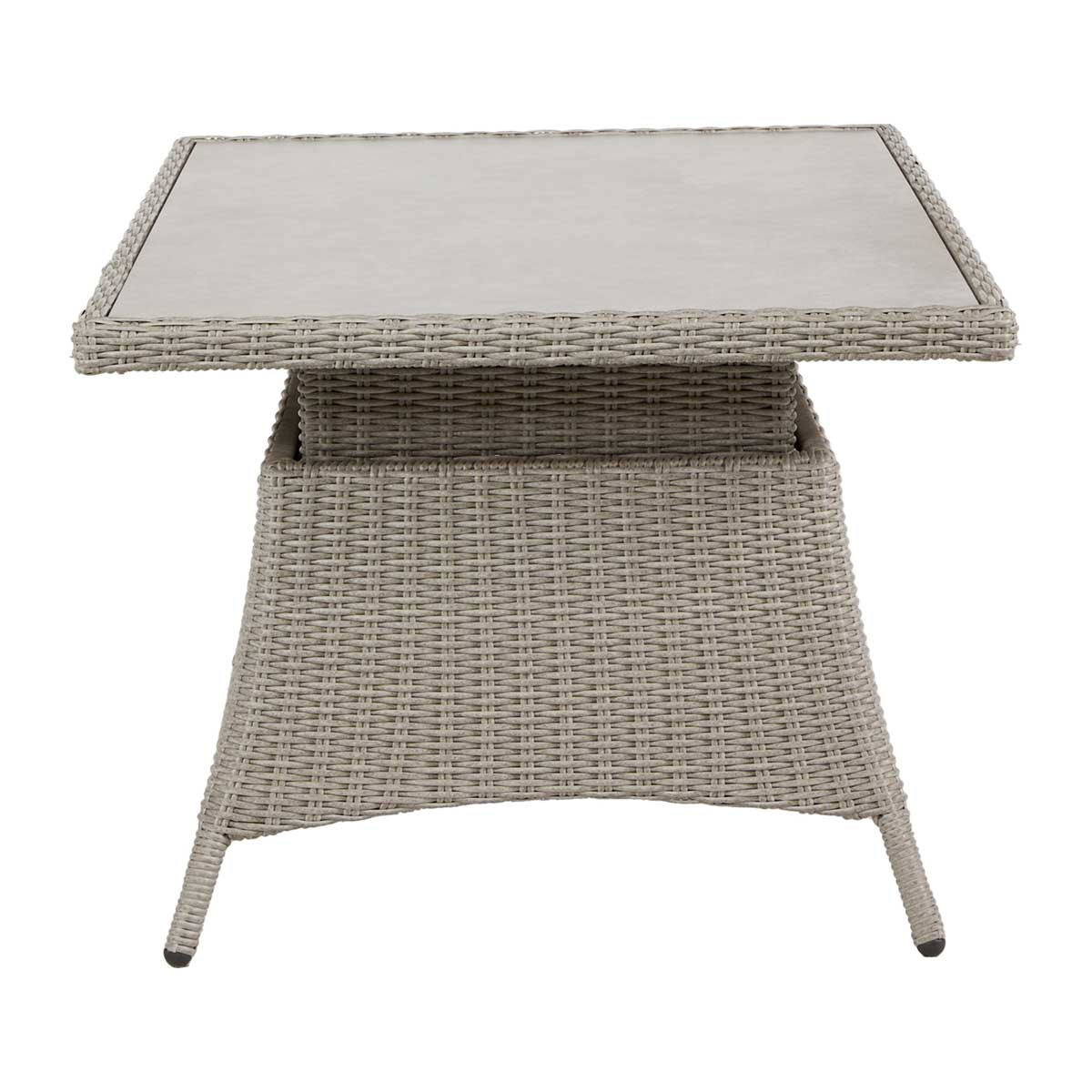 Sumatra Grey Rattan Effect Garden Corner Sofa Set with Adjustable Ceramic Top Table – Click Style