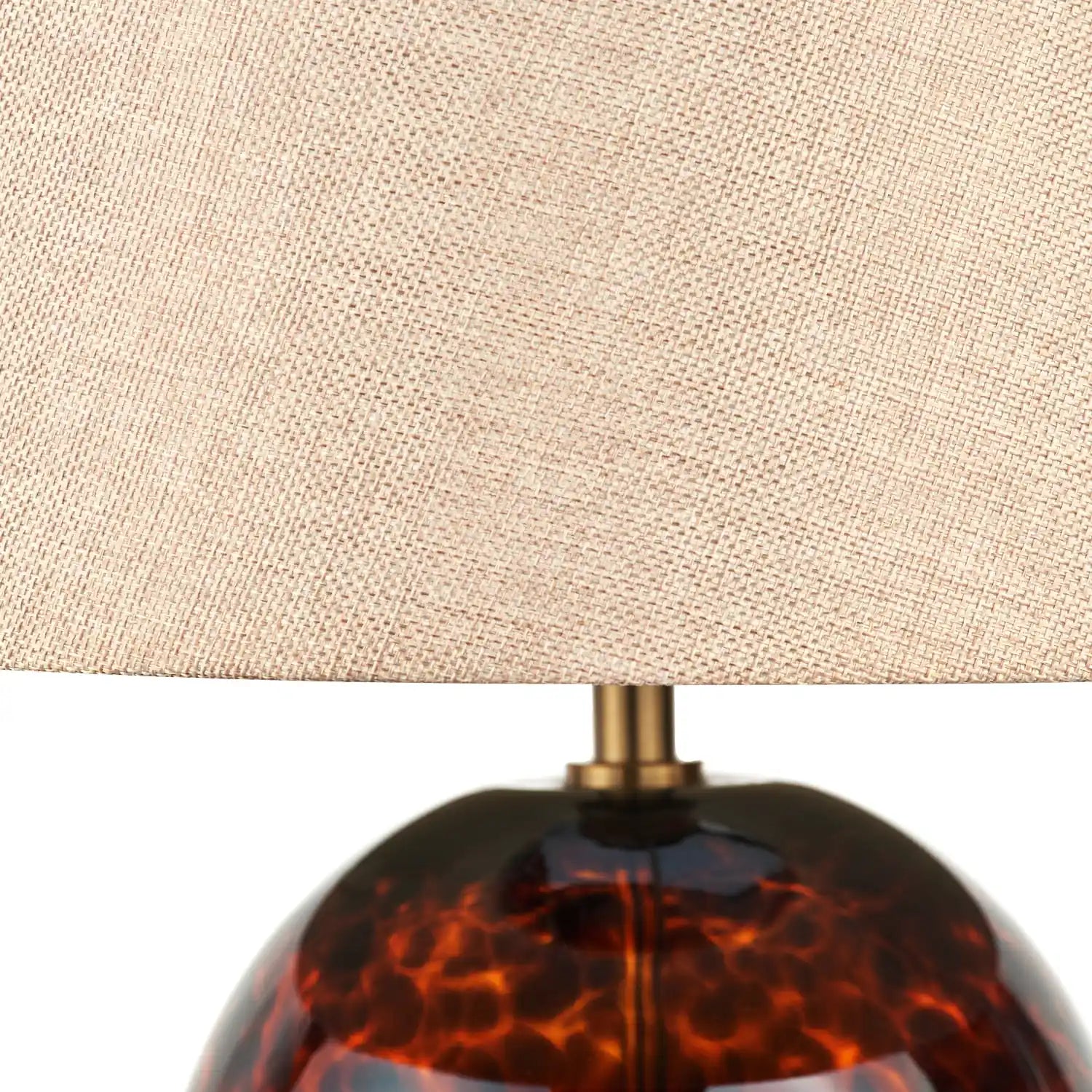 Tall Amber & Brown Tortoiseshell Glass Table Lamp with Natural Linen Shade 52x33x33cm – Click Style