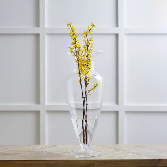 Tall Clear Glass Wide Neck Waisted Vase – Click Style
