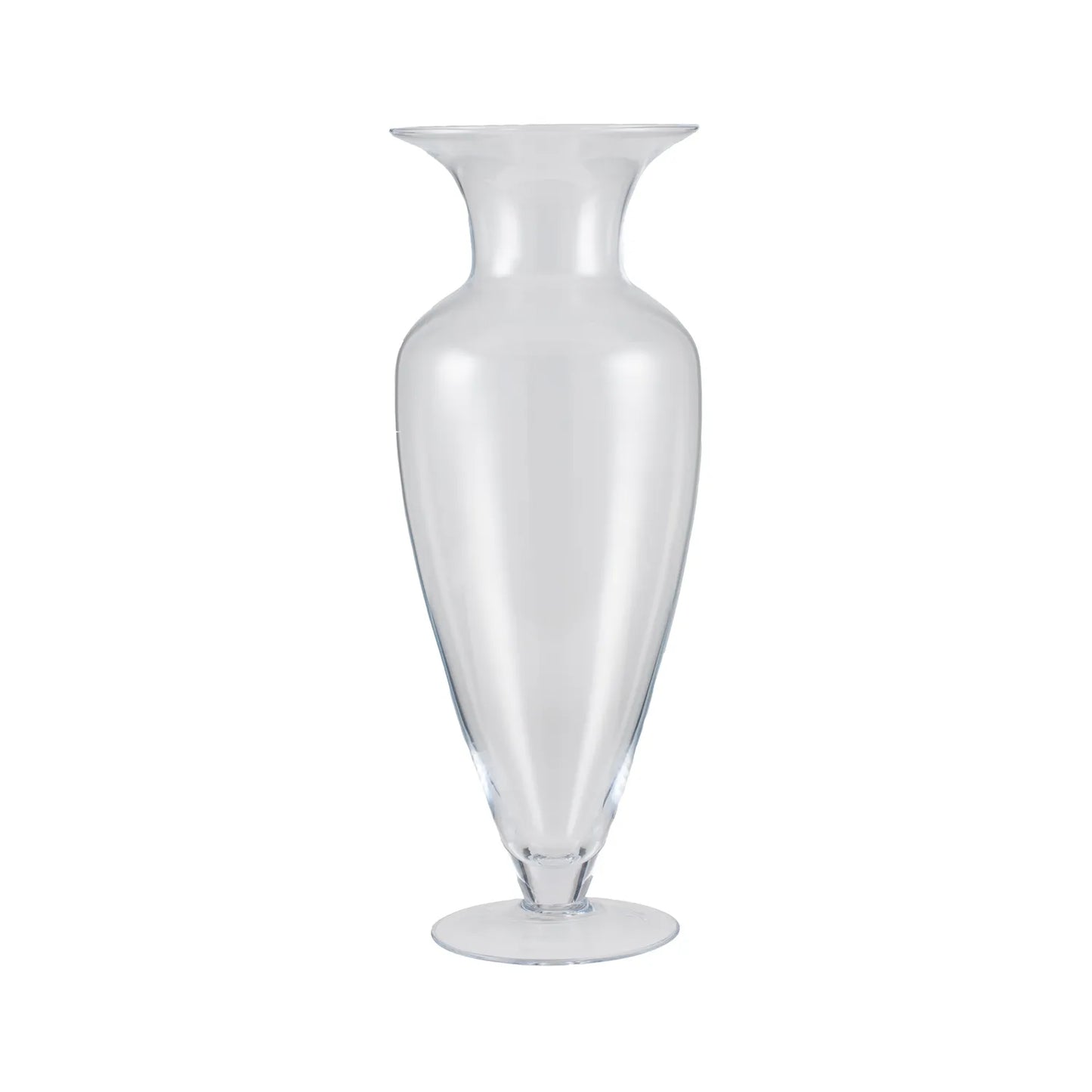 Tall Clear Glass Wide Neck Waisted Vase – Click Style