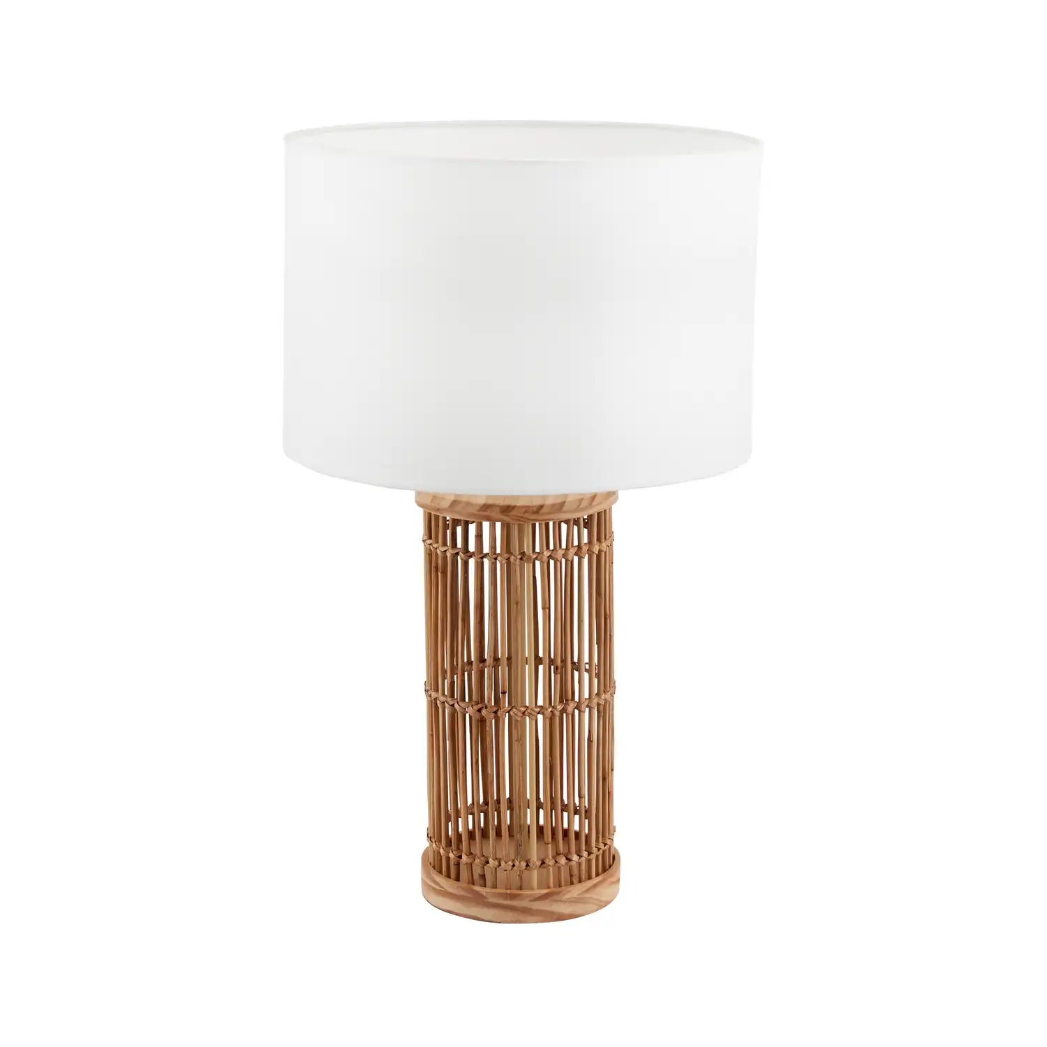 Tall Coastal Woven Coconut Midrib Table Lamp with White Jute Shade 51x30x30cm – Click Style