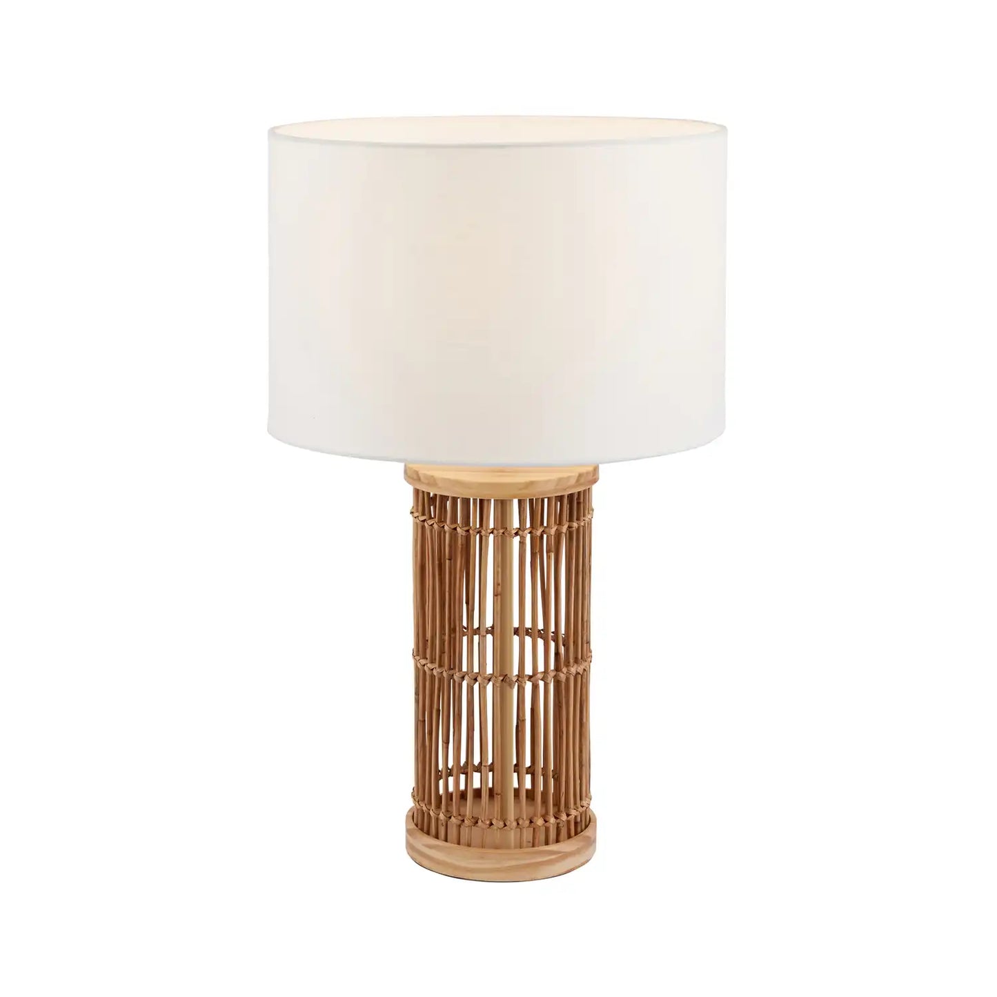 Tall Coastal Woven Coconut Midrib Table Lamp with White Jute Shade 51x30x30cm – Click Style