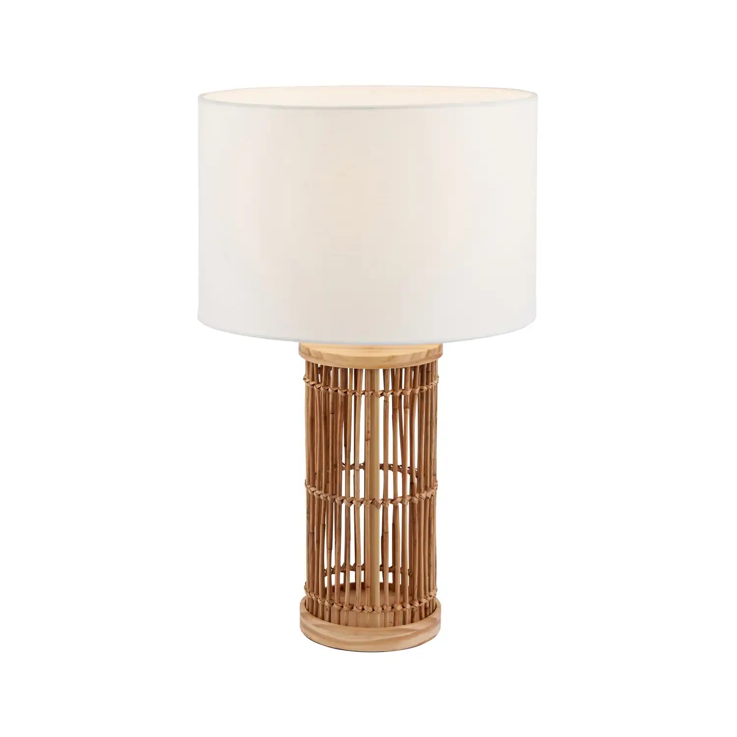 Tall Coastal Woven Coconut Midrib Table Lamp with White Jute Shade 51x30x30cm – Click Style