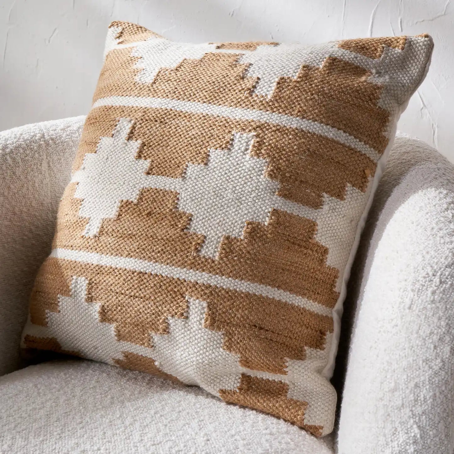 Taupe & White Aztec Inspired Outdoor Scatter Cushion 45x45cm – Click Style