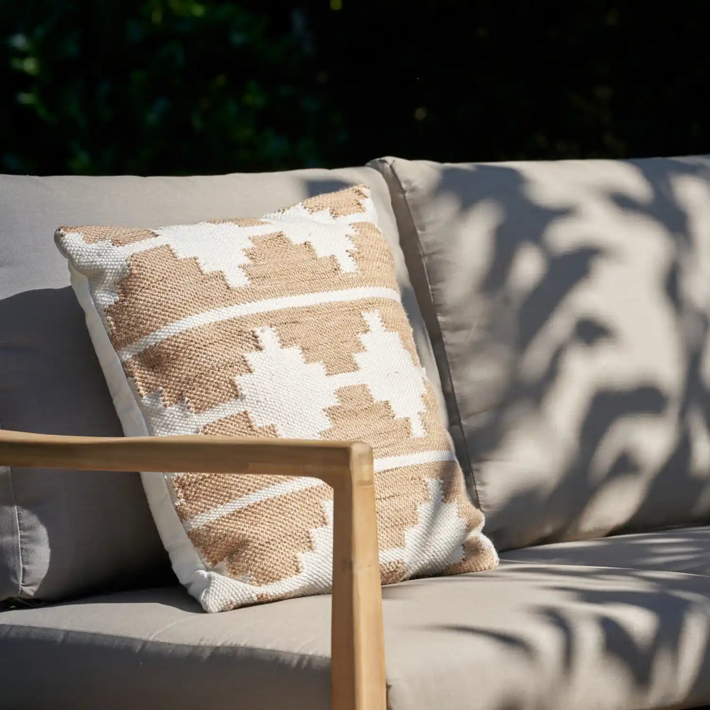 Taupe & White Aztec Inspired Outdoor Scatter Cushion 45x45cm – Click Style