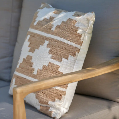 Taupe & White Aztec Inspired Outdoor Scatter Cushion 45x45cm – Click Style