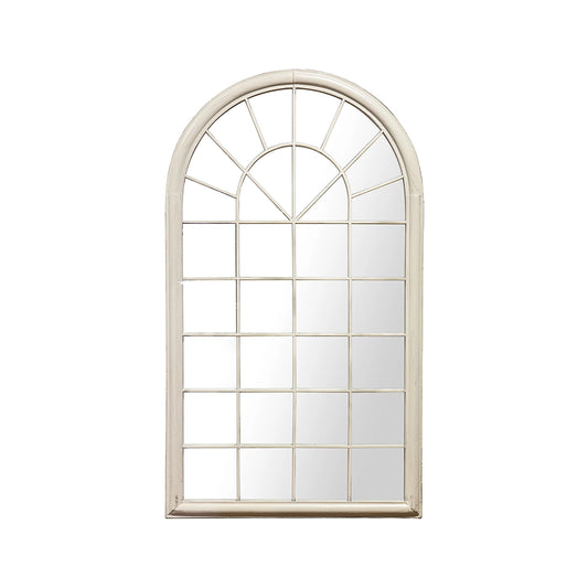 Wentworth Large Rustic White Arch Garden Window Mirror 131x75x4cm– Click Style