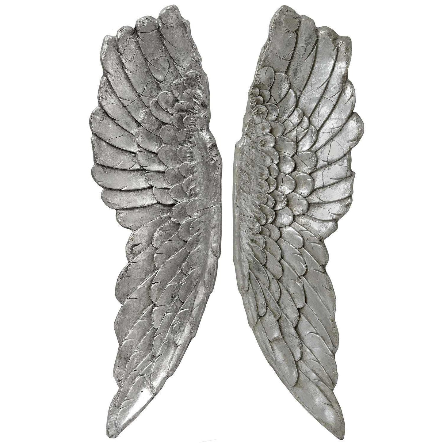 Large Antique Silver Angel Wings Wall Art