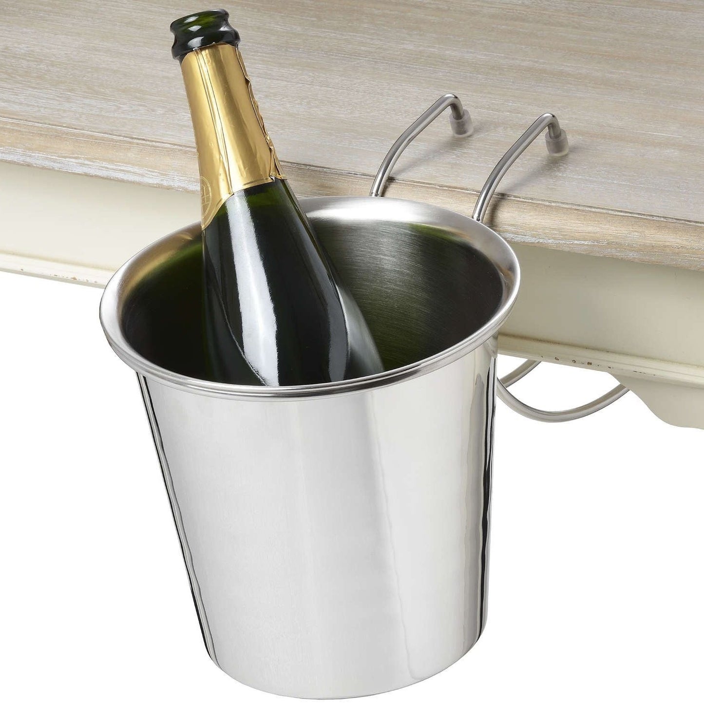 Silver champagne and wine cooler hanging bucket