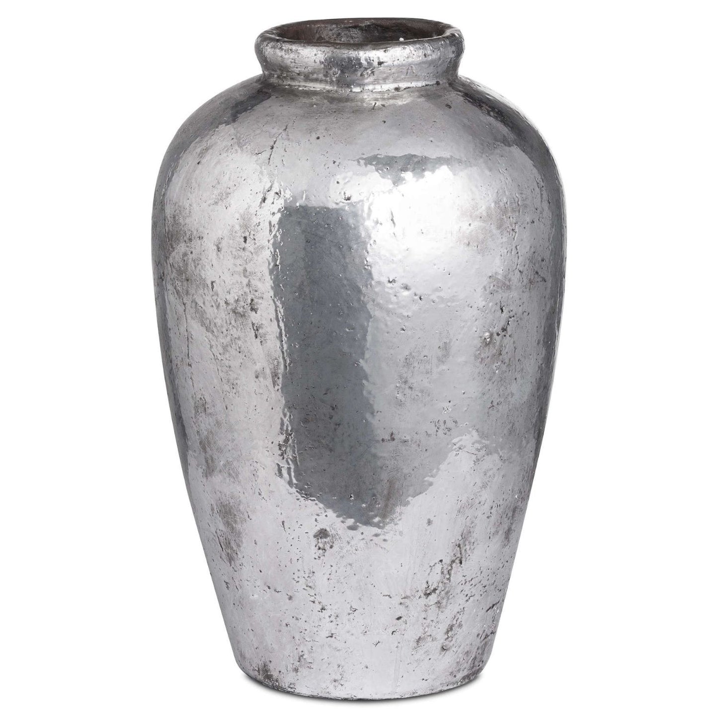 Tall Ceramic Silver Metallic Vase