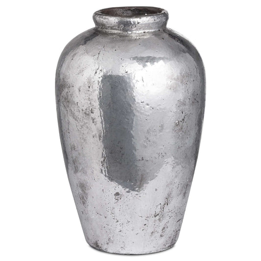 Tall Ceramic Silver Metallic Vase