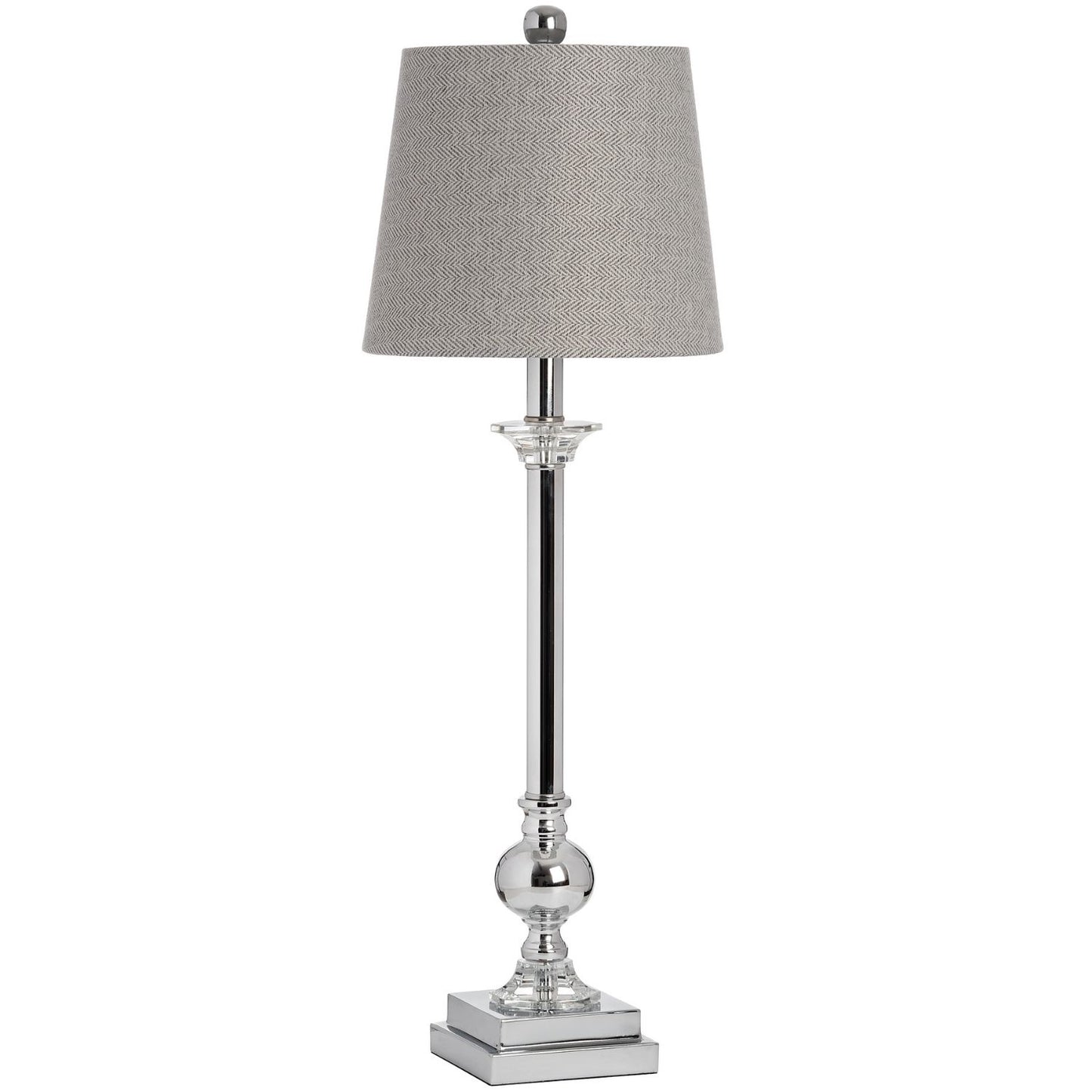 Silver Table Lamp with Grey Shade, called Knightsbridge