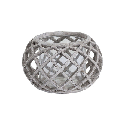 Ceramic hurrican lattice lantern in natural stone colour