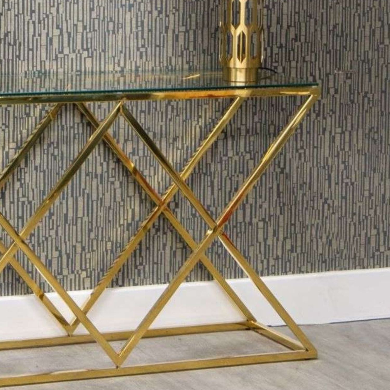 Gold Console Table with glass top