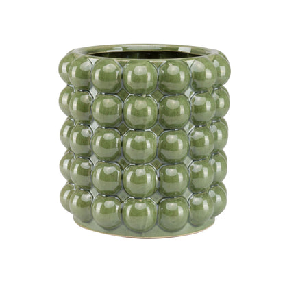 Bubble Planter Pot in Green Olive made in ceramic