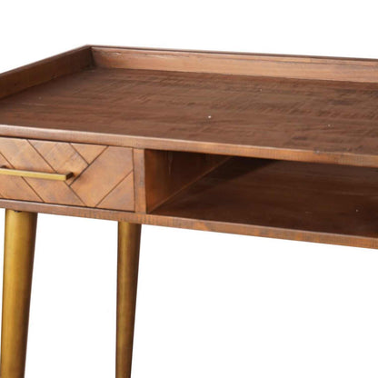 Herringbone desk with gold handles and legs