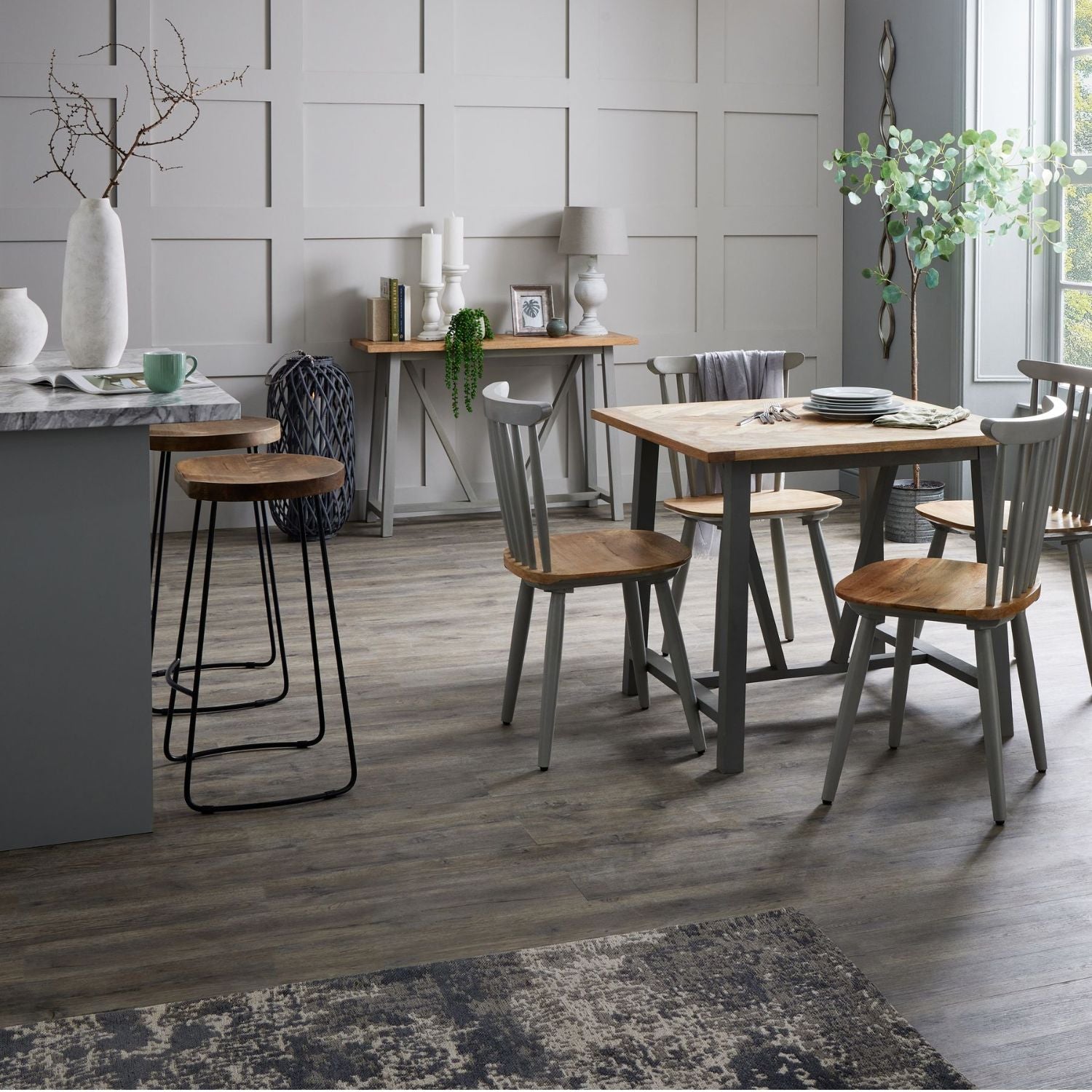 Bistro barstools in shaped wood and black metal