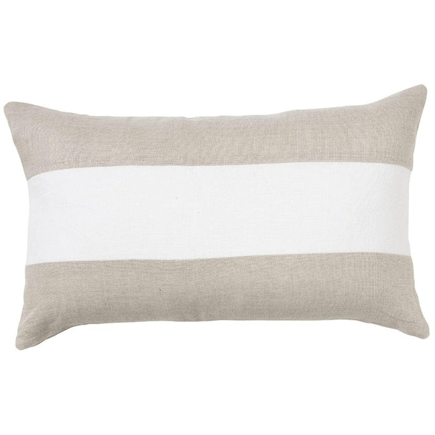 Sand & White Striped Linen Cushion 30x50