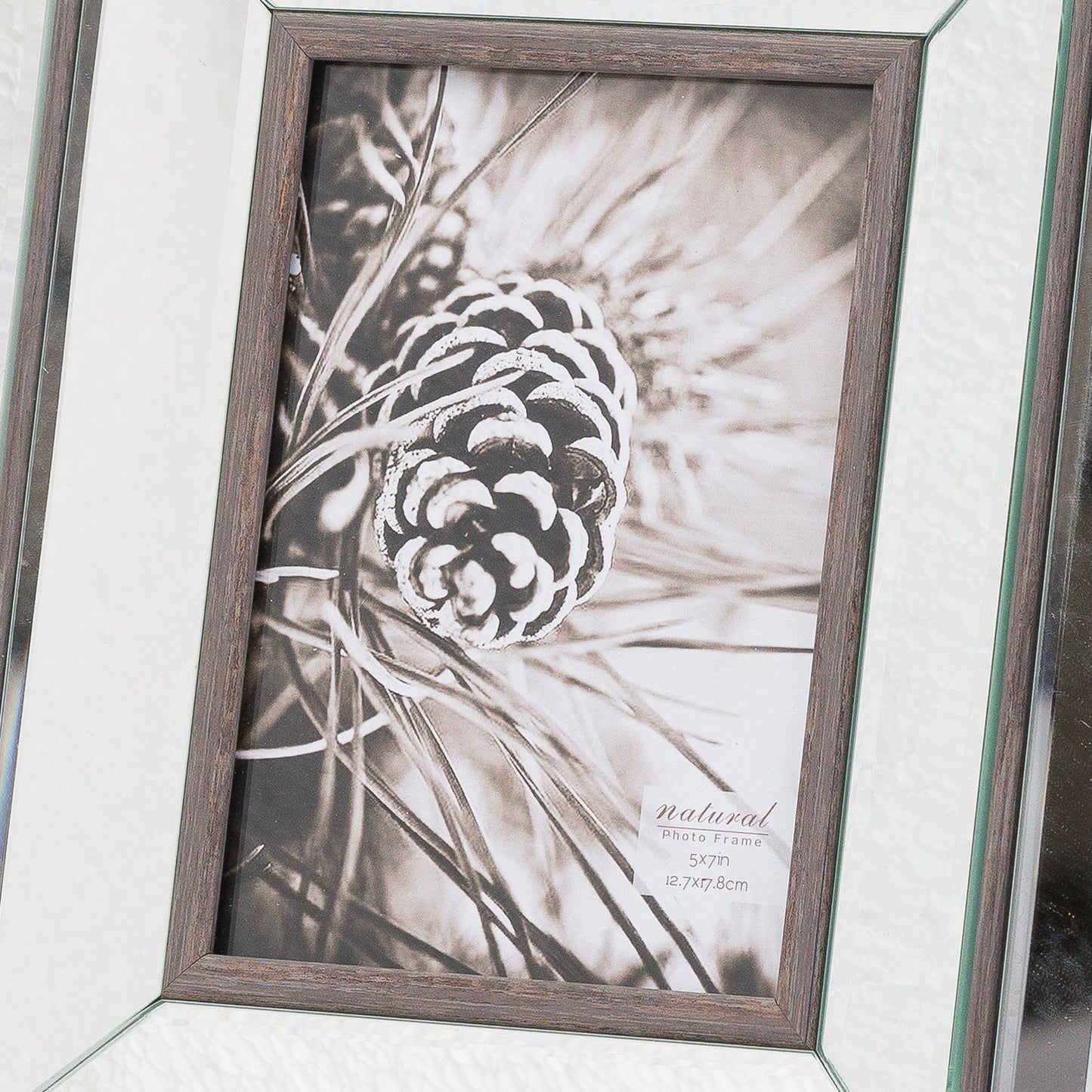 Mirrored glass photo frame with bevelled design size 5x7
