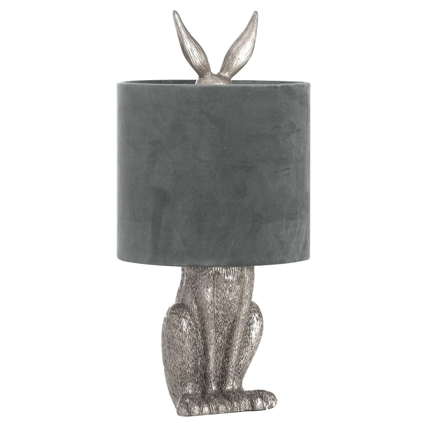 Harriet Hare Silver Table Lamp with Grey Velvet Shade