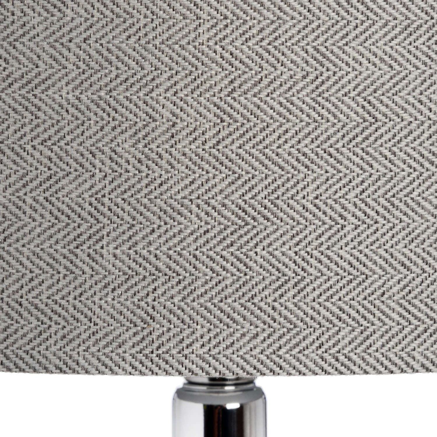 Silver and glass table lamp with grey shade, called Belgravia