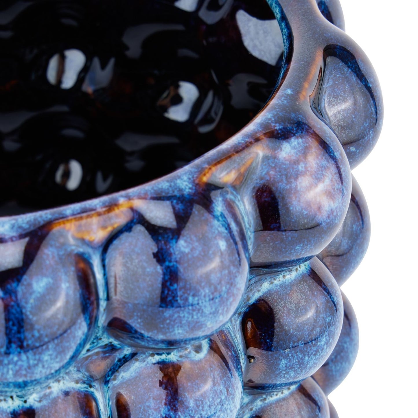 Large Bubble Planter Pot in Blue Indigo made of Ceramic